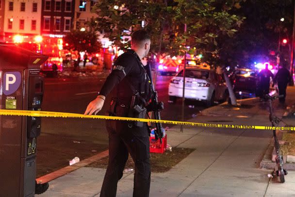 PHOTO: A U.S. Secret Service officer responds after 4 people were shot at the end of the Moechella concert at 14th and U Streets in Washington, D.C., on June 19, 2022. (Bryan Olin Dozier/NurPhoto via Shutterstock, FILE)