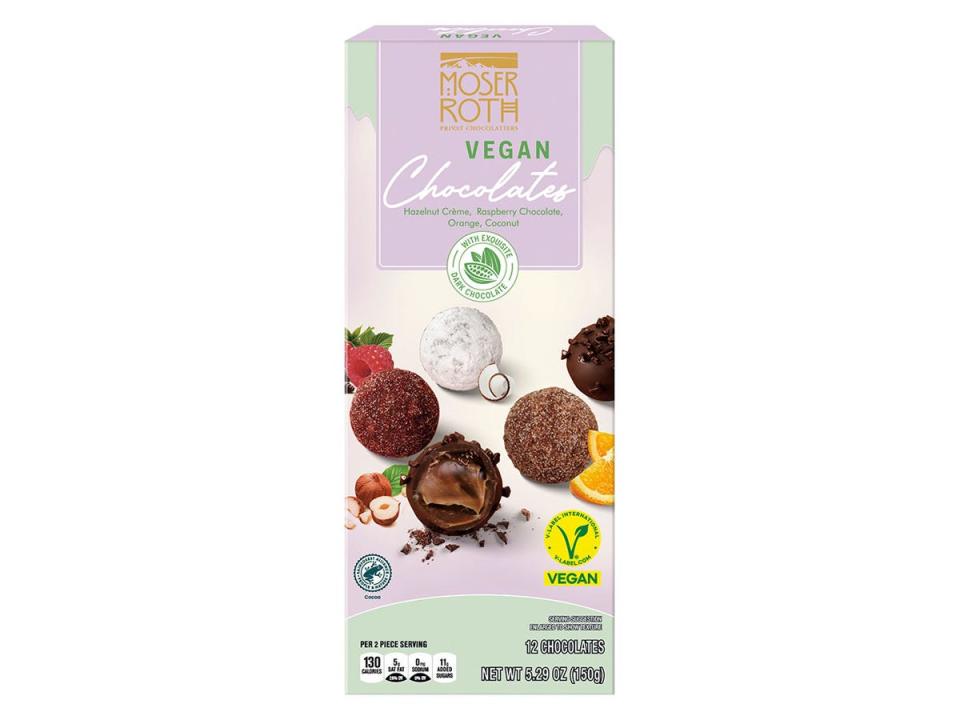 Moser Roth vegan chocolates in a green and purple package