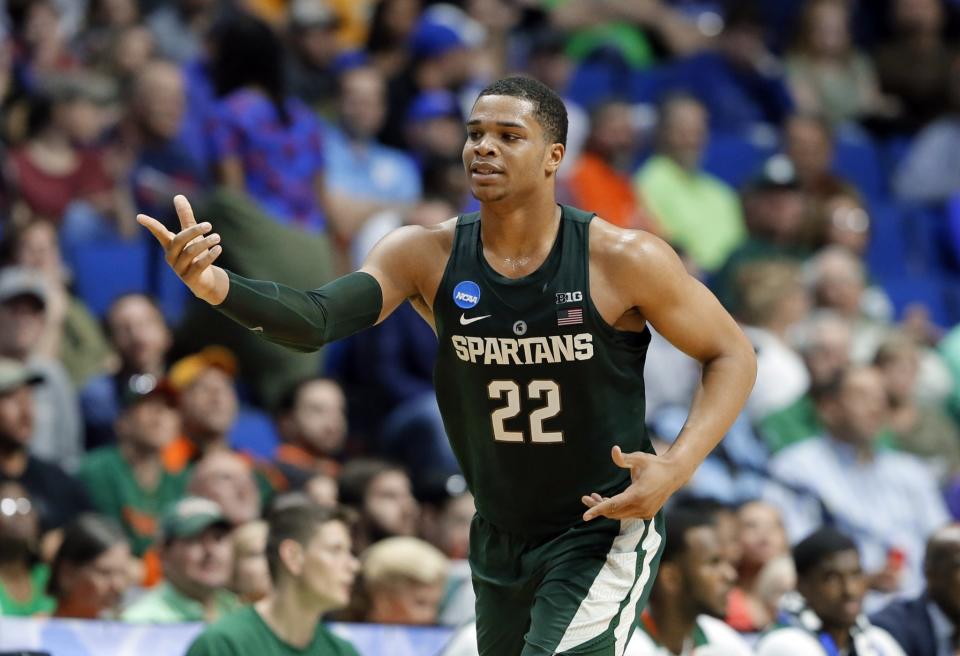 Miles Bridges averaged 16.9 points, 8.3 rebounds and 2.1 assists as a freshman for the Spartans. (AP)