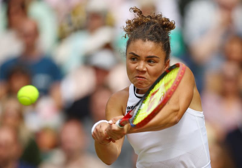 Foto del sábado de la tenista italiana Jasmine Paolini en la final de Wimbledon ante la checa Barbora Krejcikova