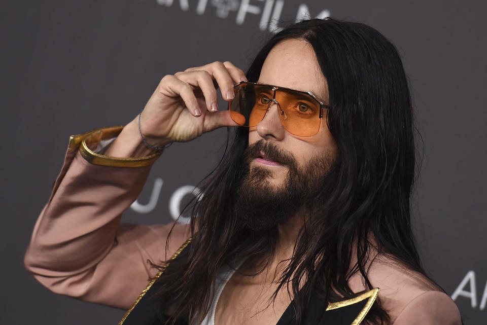 FILE - Jared Leto arrives at the LACMA Art and Film Gala at Los Angeles County Museum of Art on Saturday, Nov. 2, 2019, in Los Angeles. (Photo by Jordan Strauss/Invision/AP, File)