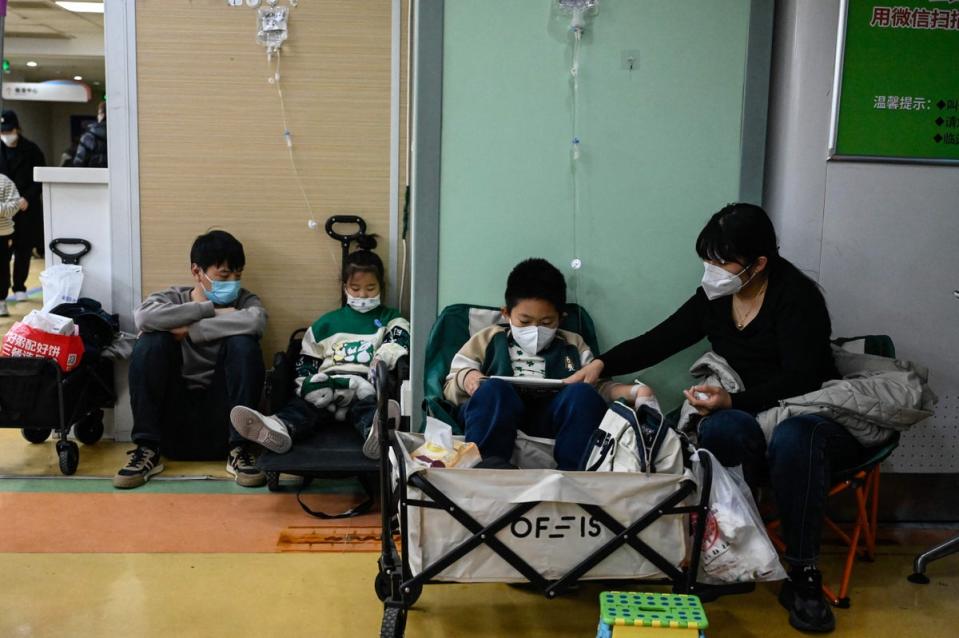 Children receive a drip at a children hospital in Beijing (AFP via Getty)