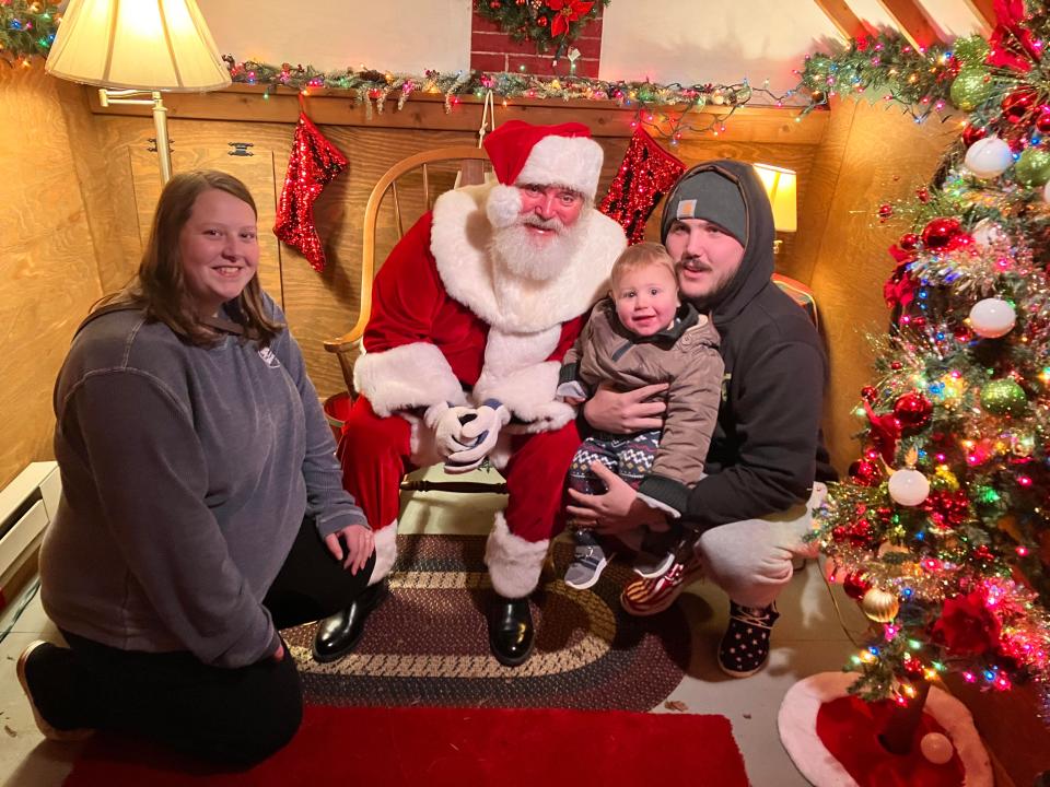 Sydney Carr, Santa, Wiley Carr, 17 months, and Jacob Carr. The Carrs family came out to meet Santa with their 17-month-old son. The Santa House will now be open a few days a week until Christmas. Please check the hours at the Bucyrus Kiwanis Club Facebook page.