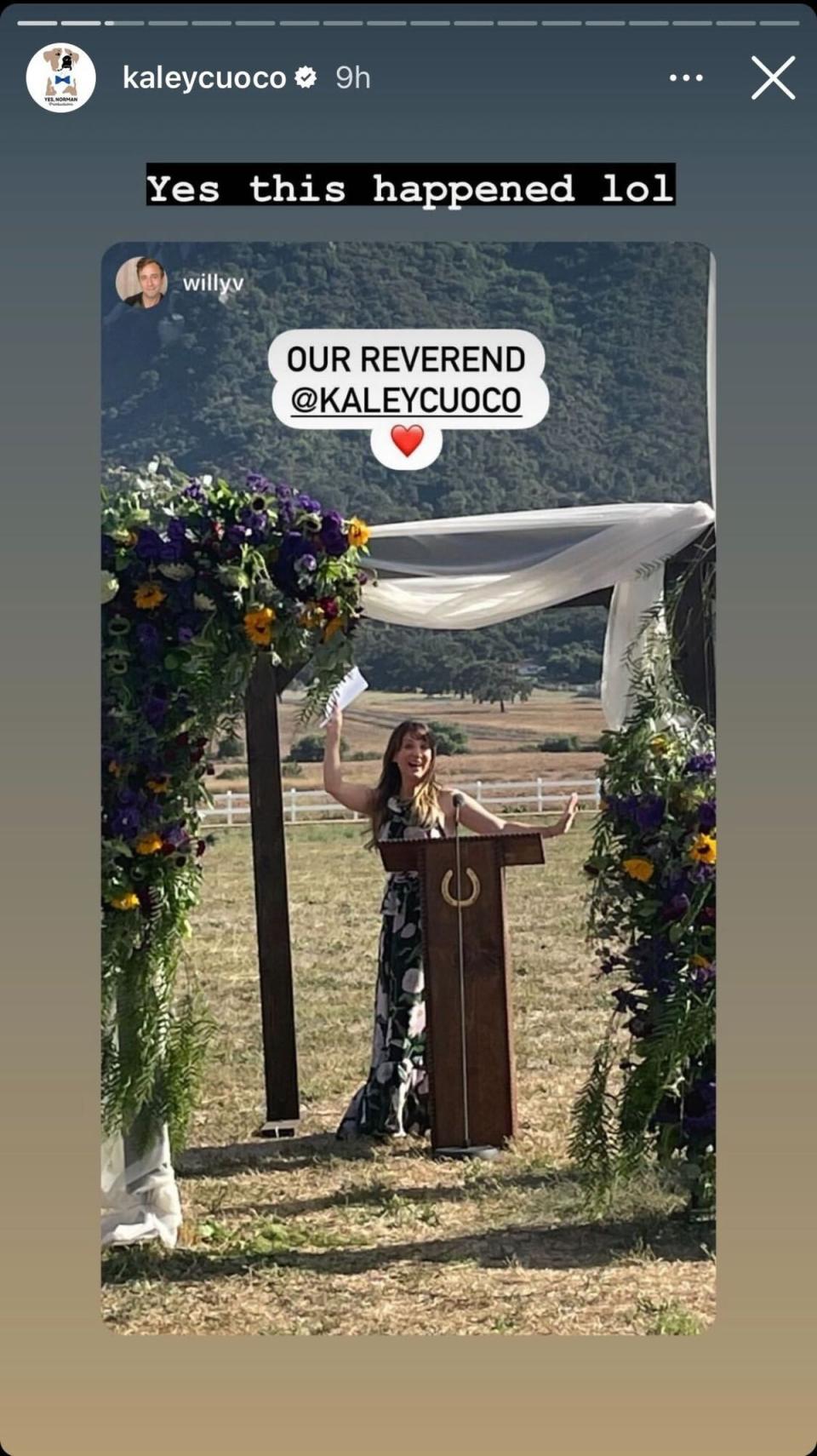 Kaley Cuoco confirmed that she got ordained in order to officiate her friend’s wedding (Instagram/Kaley Cuoco)