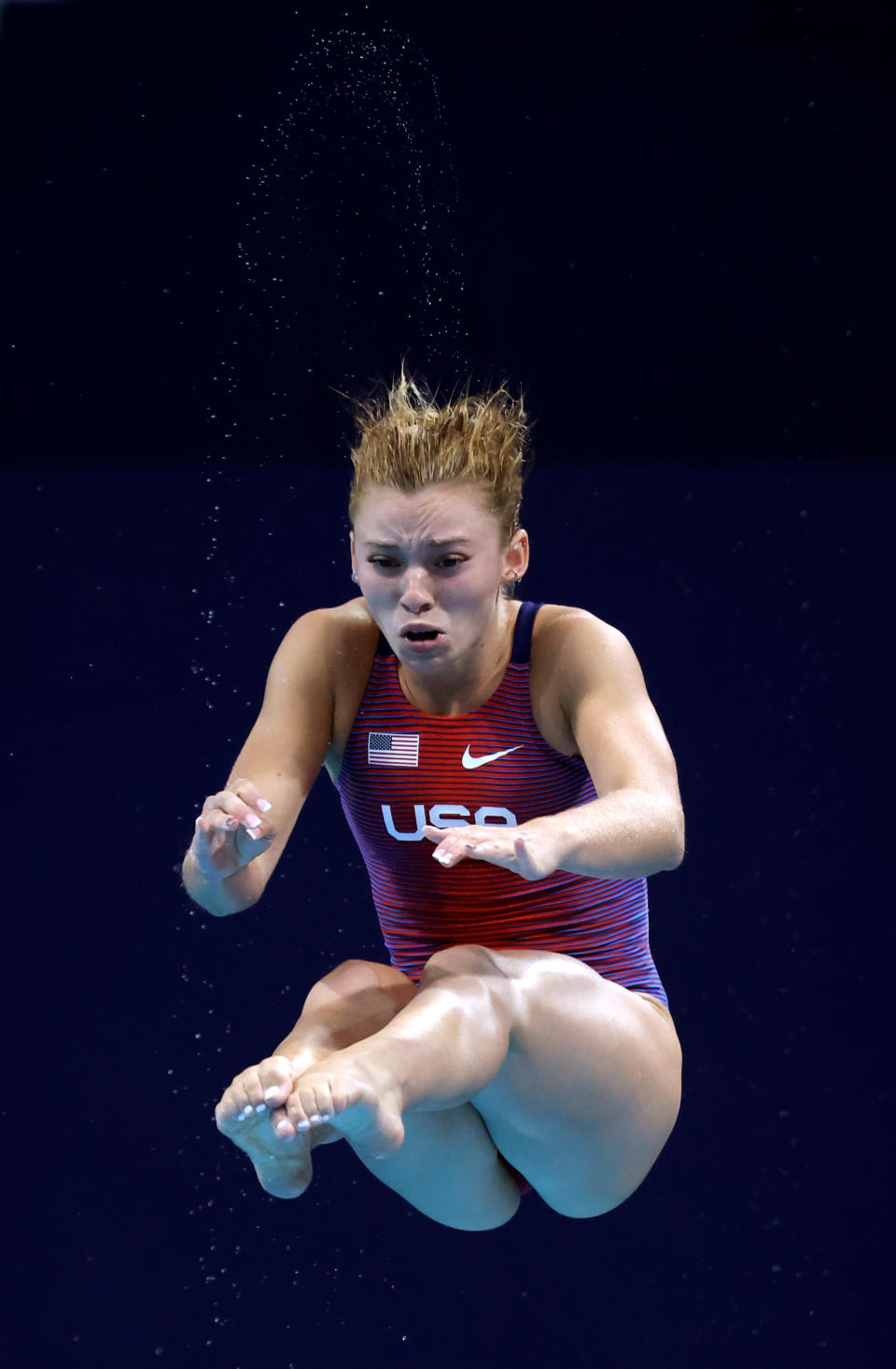 <p>TOKYO, JAPAN - AUGUST 01: Hailey Hernandez of Team United States competes in the Women's 3m Springboard Final on day nine of the Tokyo 2020 Olympic Games at Tokyo Aquatics Centre on August 01, 2021 in Tokyo, Japan. (Photo by Al Bello/Getty Images)</p> 