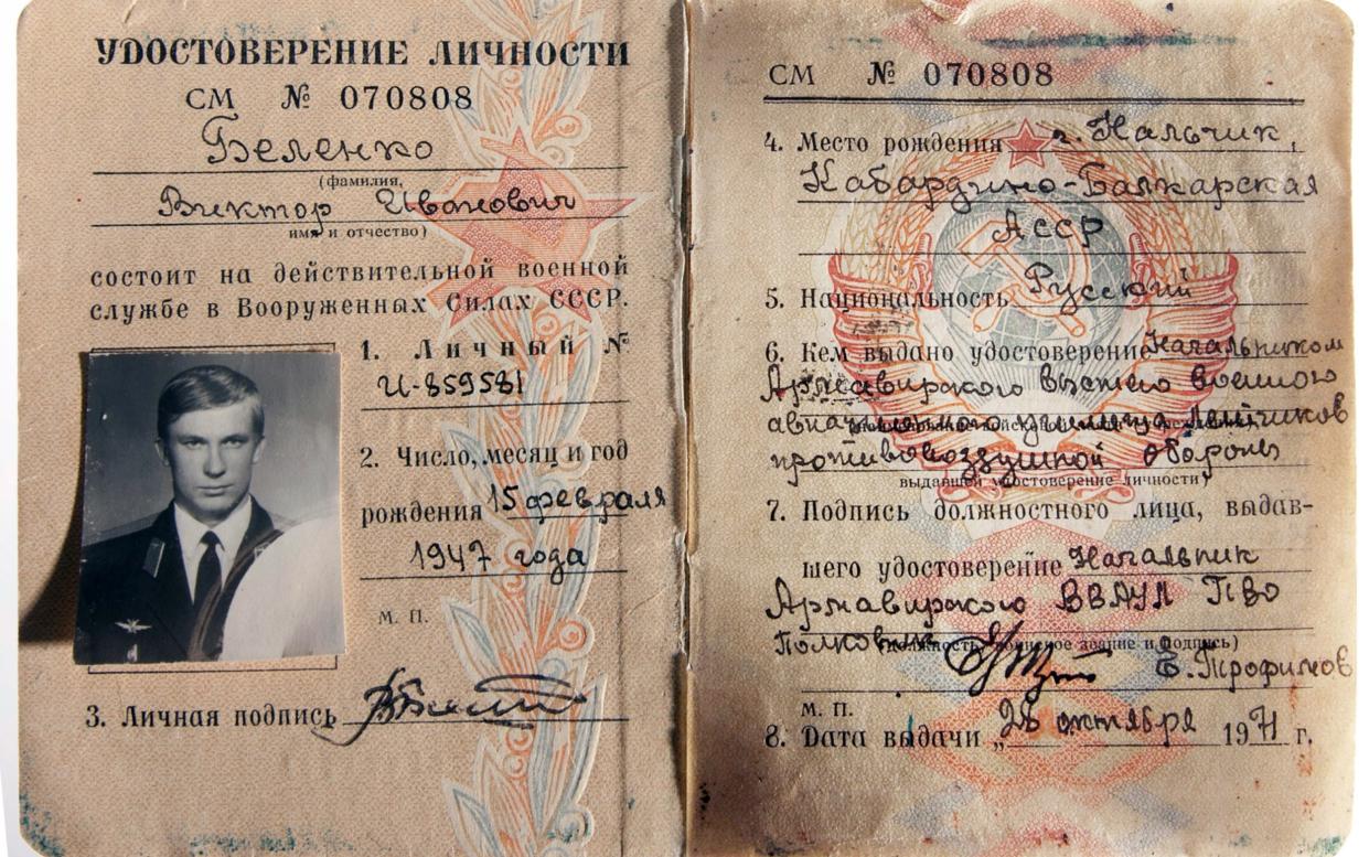 Viktor Belenko's military identity document