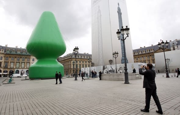 Giant Christmas tree in Paris looks like 'inflatable sex toy'