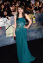 Dakota Fanning chose a teal Elie Saab gown from the Fall/Winter 2012 collection, paired with Charlotte Olympia heels. “The dress color was totally dependent on my hair,” she said. <br><br>Dakota Fanning arrives at the premiere of Summit Entertainment's "The Twilight Saga: Breaking Dawn - Part 2" at Nokia Theatre L.A. Live on November 12, 2012 in Los Angeles, California. (Photo by Michael Buckner/Getty Images)