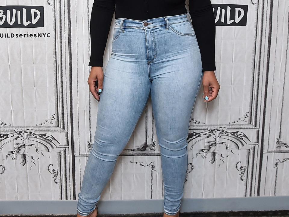 skinny high-waisted jeans