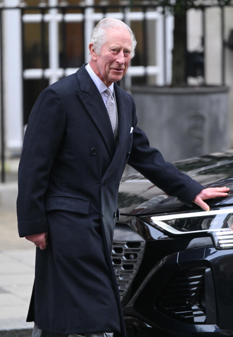 LONDON, ENGLAND - JANUARY 29: King Charles III leaves The London Clinic on January 29, 2024 in London, England. The King has been receiving treatment for an enlarged prostate, spending three nights at the London Clinic and visited daily by his wife Queen Camilla.  (Photo by Karwai Tang/WireImage)