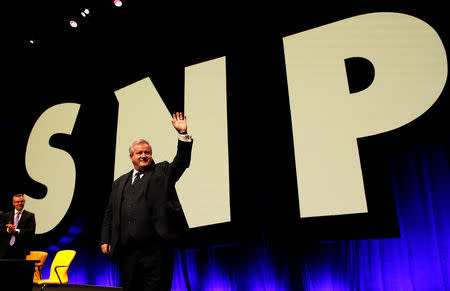 FILE PHOTO - Ian Blackford, the Scottish National Party's leader in the House of Commons speaks at his party's conference in Glasgow, Scotland, Britain, October 8, 2018. REUTERSRussell Cheyne