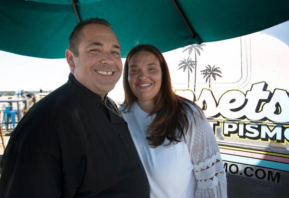 Rib Line and three sister restaurants are a winning combo for a San Luis Obispo County couple who bought a barbecue legacy and ran with it. Brian and Krystal Appiano in front of the Sunsets at Pismo located on the Pismo Beach Pier.