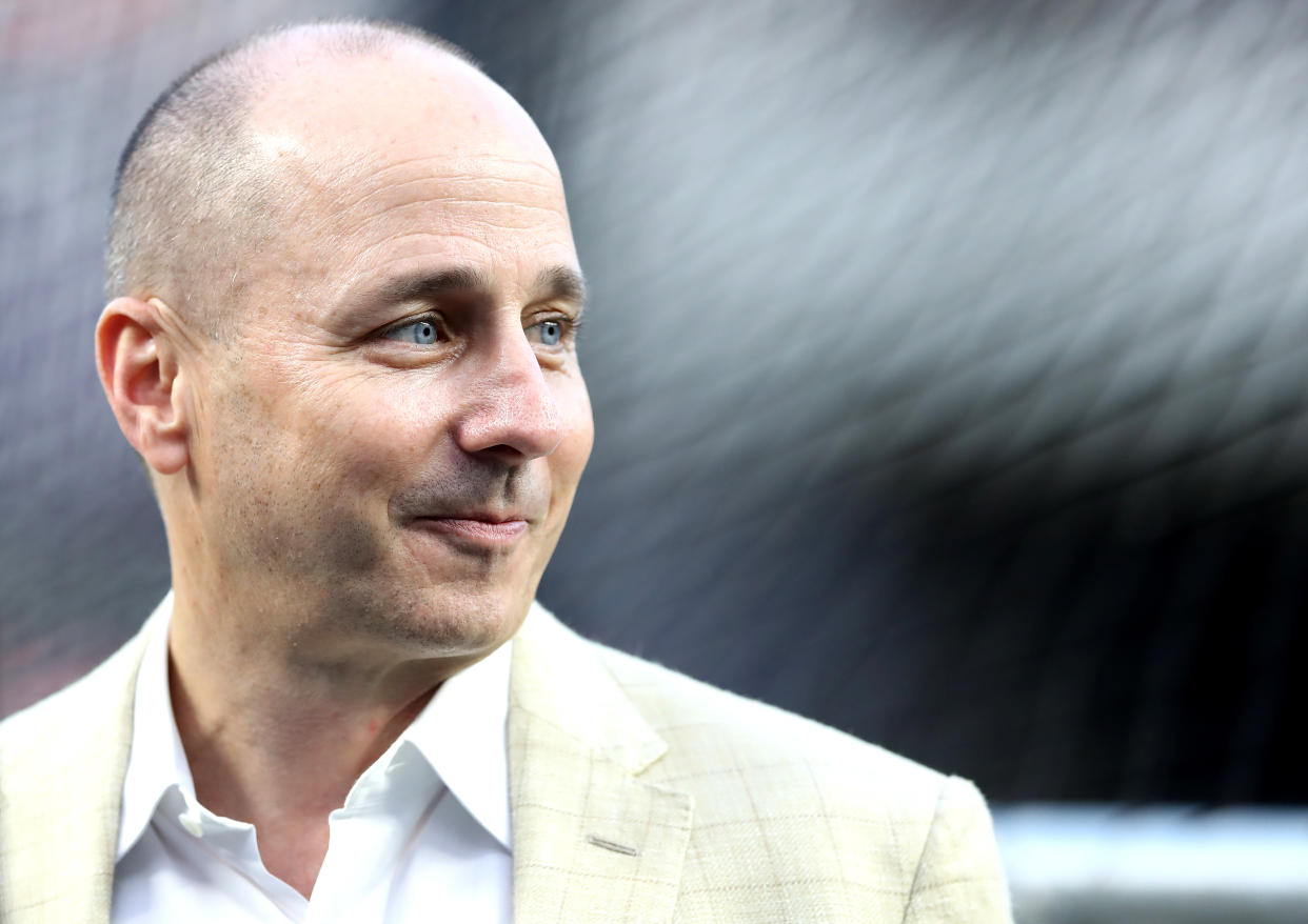 A case of mistaken identity led Yankees GM Brian Cashman into a tense confrontation with Connecticut police. (Photo by Elsa/Getty Images)