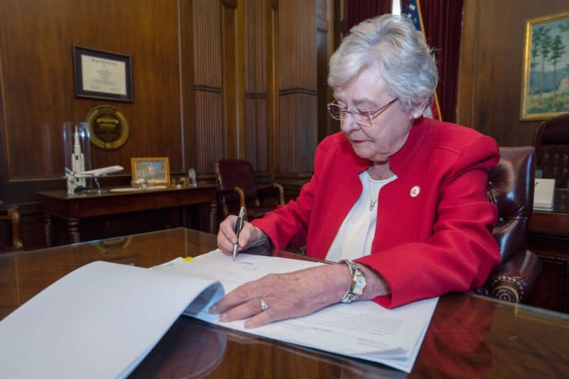 Alabama Gov. Kay Ivey said last month that she "will always stand strong for our hardworking men and women" but alleged the "Alabama model for economic success is under attack" by unions. File Photo by UPI