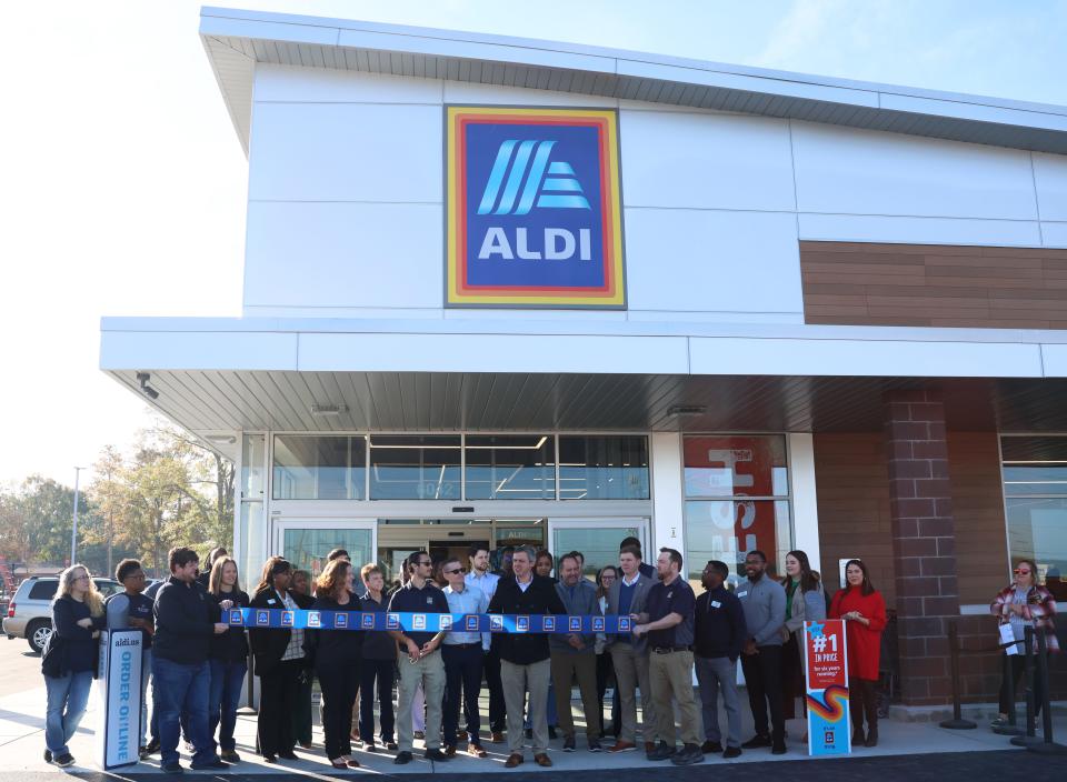 ALDI and Hattiesburg officials cut the ribbon on the new grocery store on Thursday.