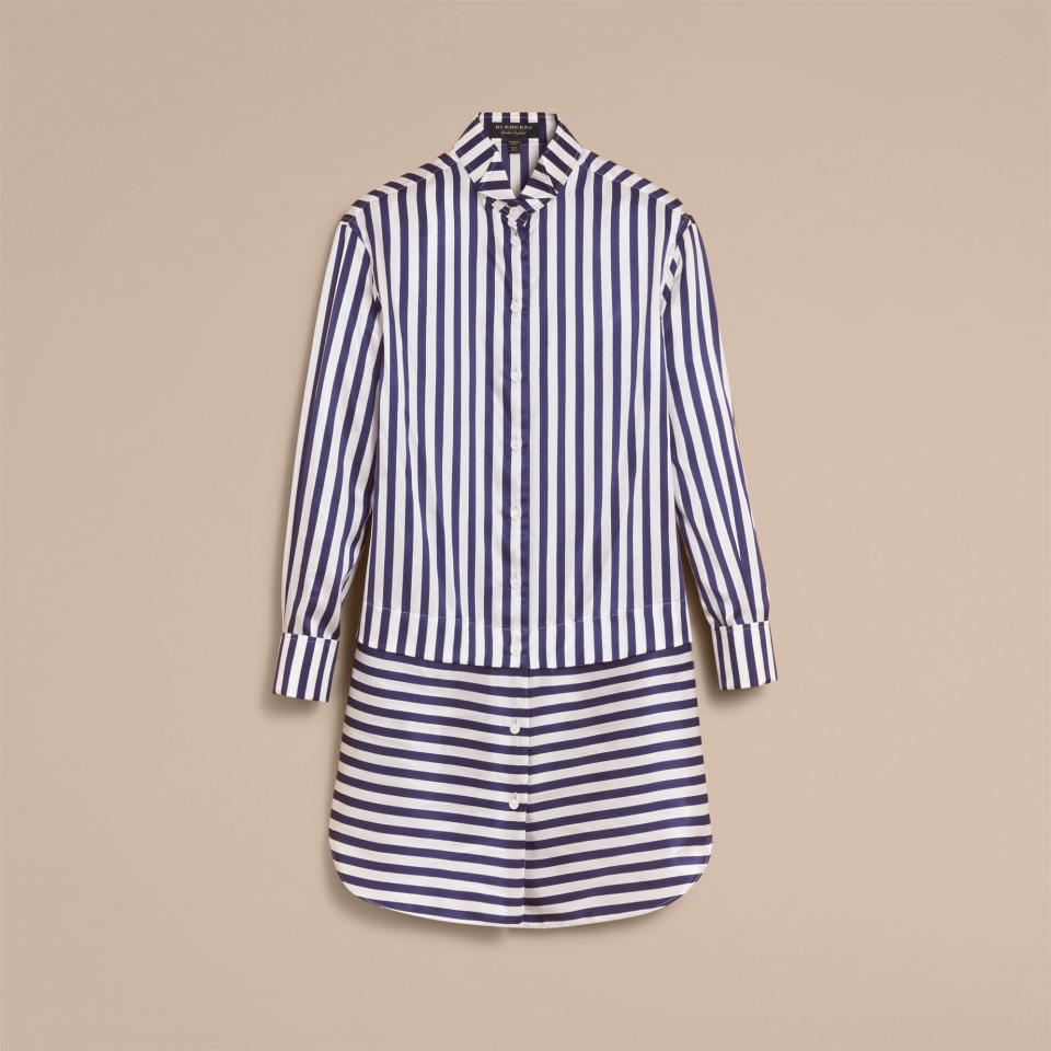 Striped Silk Cotton Shirt Dress