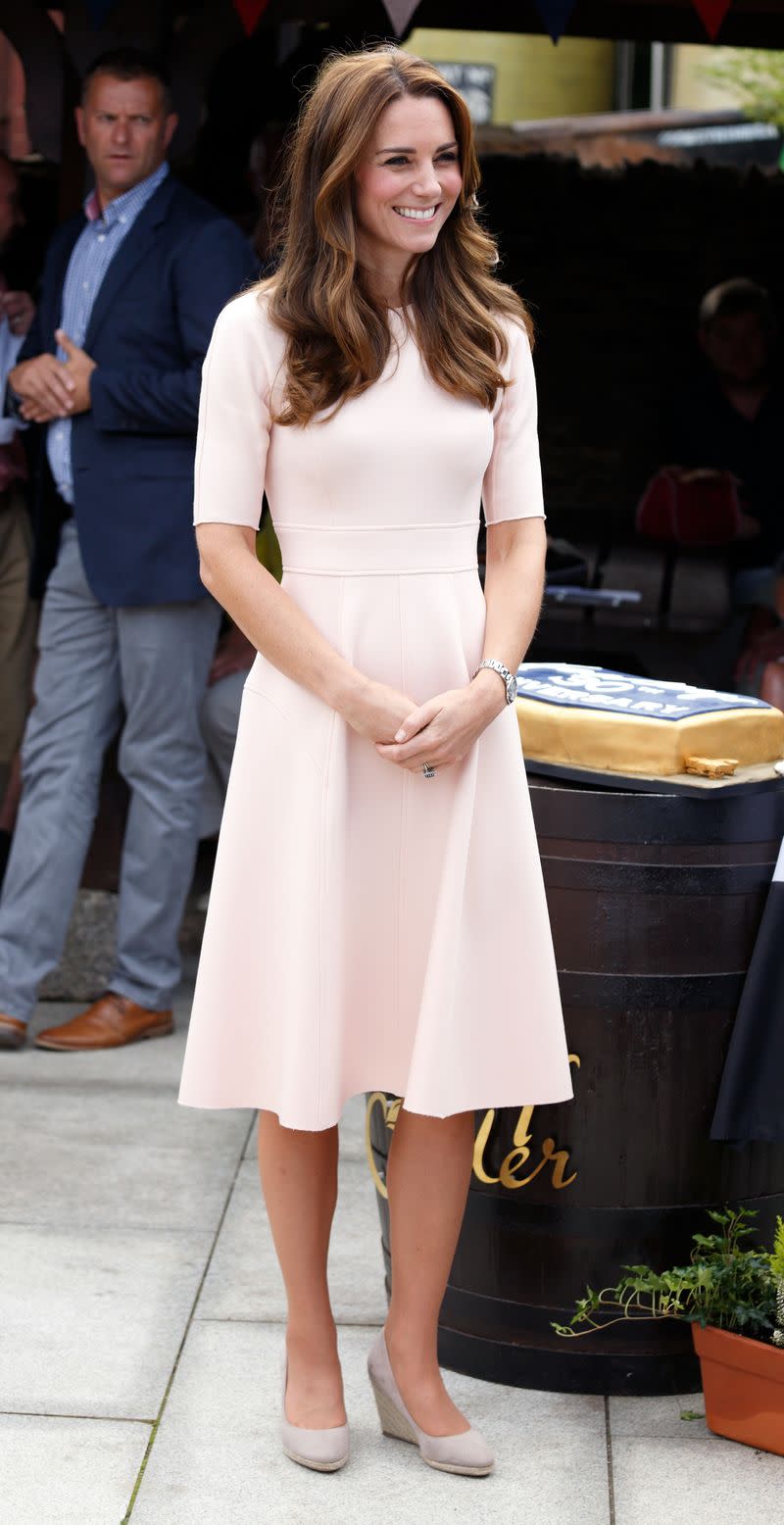 <p> Kate wore these&#xA0;Monsoon brand wedges&#xA0;for a royal visit to a cider farm. While we&apos;re all for the look, its rumored that the Queen isn&apos;t. Reportedly, HRH wasn&apos;t too keen on wedges shoes, so Kate usually wore them to events where the Queen wasn&apos;t present. </p>