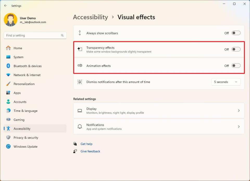 Disable Visual Effects to improve performance