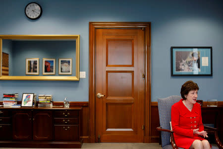 U.S. Senator Susan Collins (R-ME) speaks during an interview in her office on Capitol Hill in Washington, U.S., July 24, 2017. REUTERS/Aaron P. Bernstein