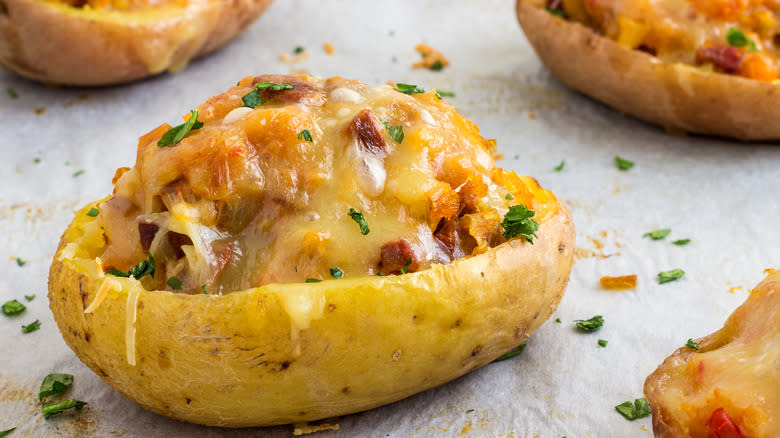 Twice-baked potatoes with toppings