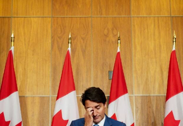 Prime Minister Justin Trudeau takes part in a press conference in Ottawa on Wednesday, Oct. 6, 2021 where he said travelling for a family vacation on the first National Day for Truth and Reconciliation was a mistake. (Sean Kilpatrick/The Canadian Press - image credit)