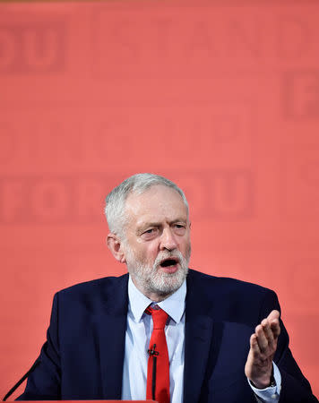 Britain's opposition Labour Party's leader Jeremy Corbyn gives a speech in central London, April 20, 2017. REUTERS/Hannah Mckay