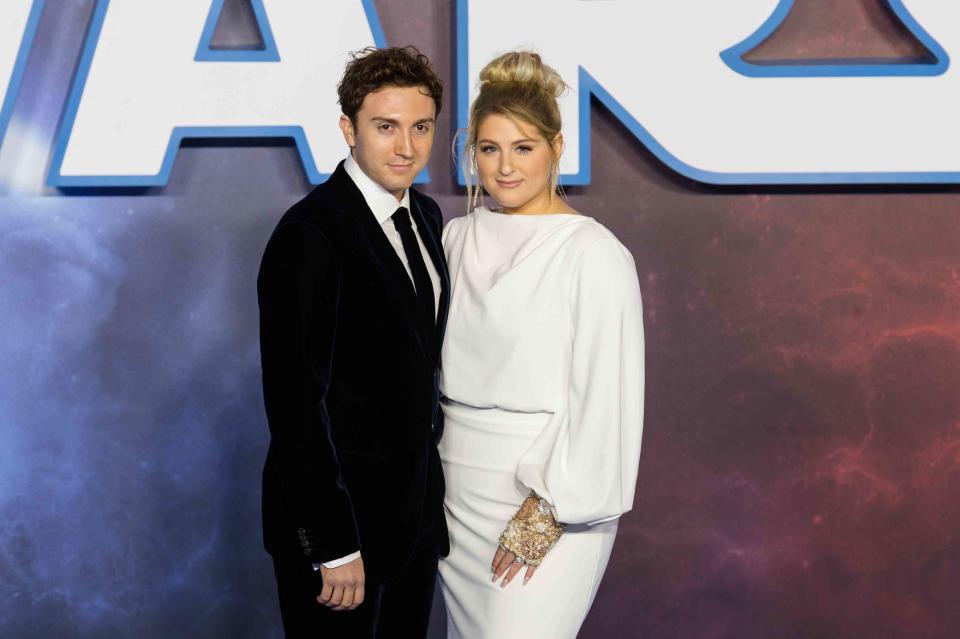 <p>Getty Images</p> Daryl Sabara and Meghan Trainor