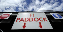 The entry sign to and from the paddock hangs from the overpass at the Circuit de Monaco on May 23, 2012 in Monte Carlo ahead of the Monaco Formula One Grand Prix. AFP PHOTO / BORIS HORVATBORIS HORVAT/AFP/GettyImages