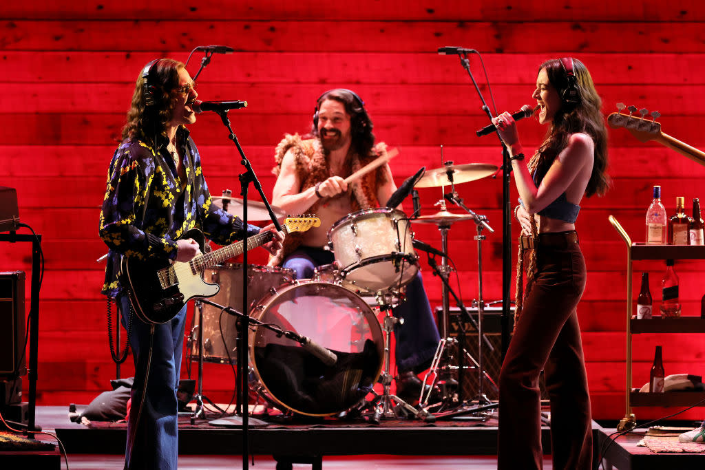 NEW YORK, NEW YORK - JUNE 16: (L-R) Tom Pecinka, Chris Stack, and Sarah Pidgeon of 