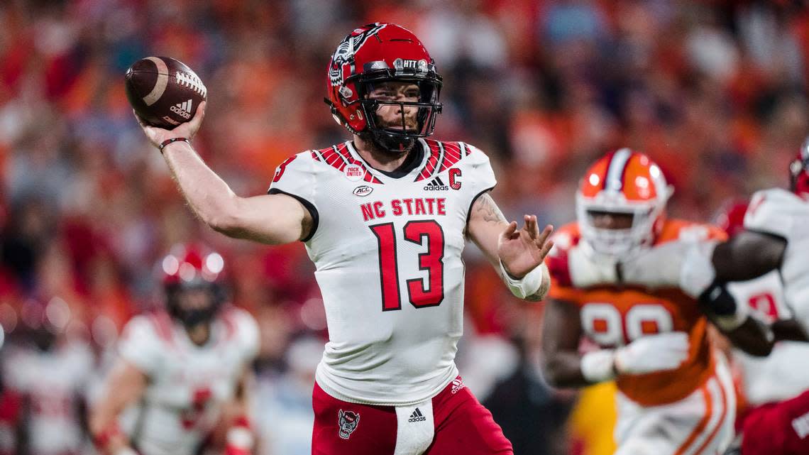 Former North Carolina State star Devin Leary was the No. 1-ranked quarterback in the transfer portal when he committed to Kentucky. Jacob Kupferman/AP