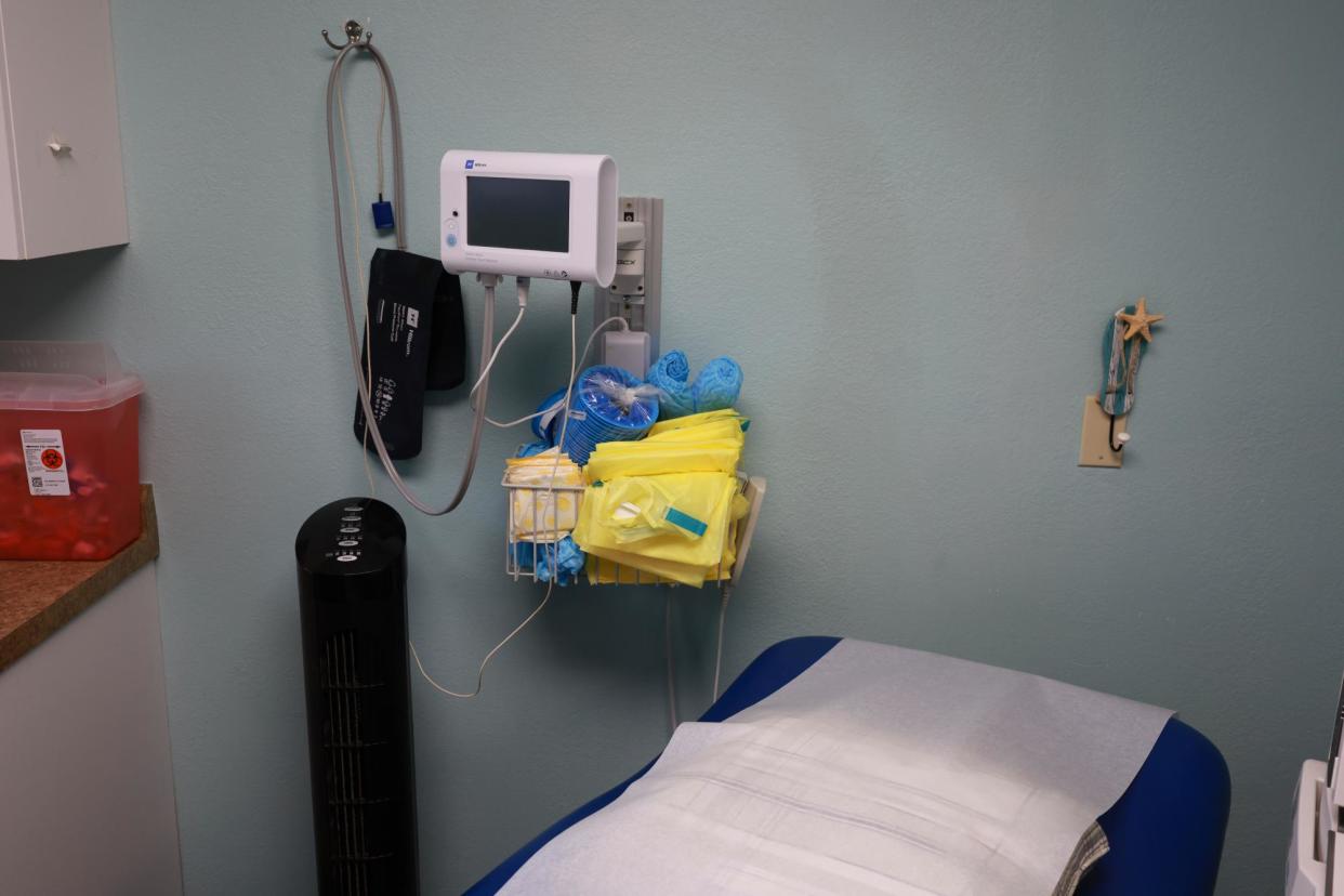 <span>An exam room in a women’s health clinic in Florida on 30 April 2024.</span><span>Photograph: Joe Raedle/Getty Images</span>