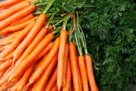 Next time you roast, chop or just eat a carrot, wash it instead of peeling the top layer. If your carrots are from a trusted vendor (say, your local farmers market), the skin is fine to east and often packed with nutrients from the dirt. And don’t toss the green on top of carrots either – they’re as nutritious as an leafy green and add a punch to pesto, salad and slaw.