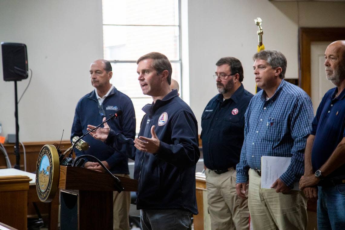 At a news conference in Perry County, Gov. Andy Beshear said there is no way to confirm an exact number of those who are missing in the Eastern Kentucky floods right now.