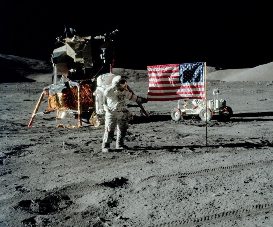 Photograph of Eugene Cernan on the Moon during the Apollo 17 mission.