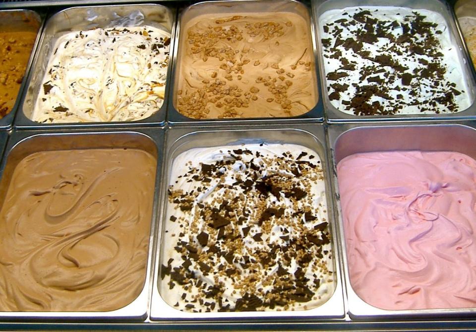 Some of the flavor selections at Calabash Creamery,