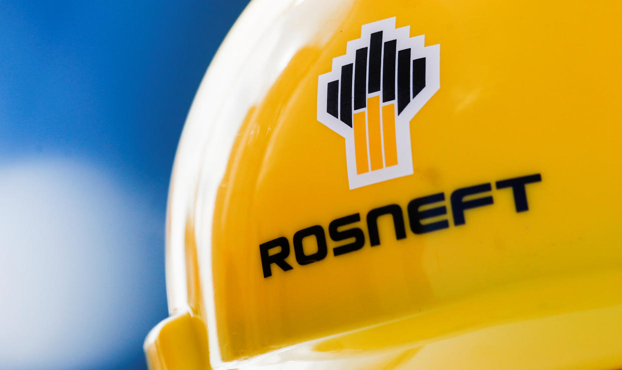BP The Rosneft logo is pictured on a safety helmet in Vung Tau, Vietnam April 27, 2018. Picture taken April 27, 2018. REUTERS/Maxim Shemetov