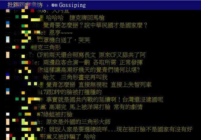 網友留言。（圖片翻拍自批踢踢網站）