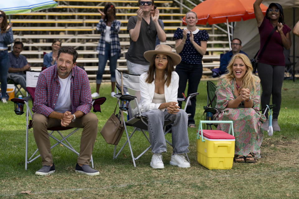 Todd Grinnell (Dr. Miles Murphy), Isis King (Sol Perez) and Busy Philipps in Season Two of 