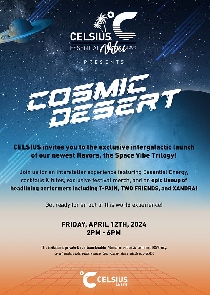 Celsius Cosmic Desert Party Flyer 2024