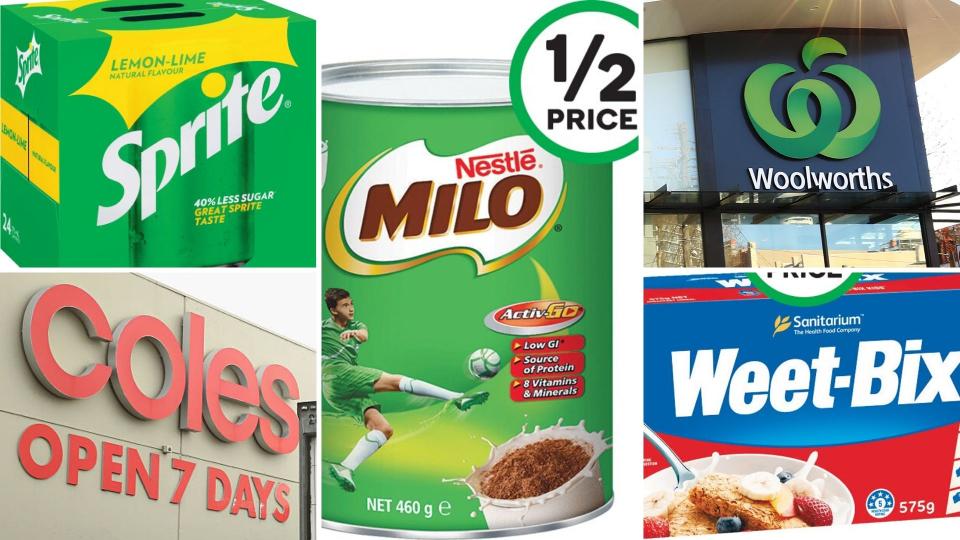 Sprite, Milo and Weet-Bix on sale for half-price at Woolworths and Coles this week.