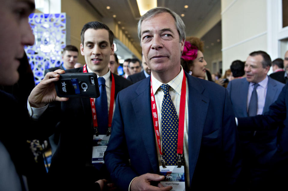 Nigel Farage, former leader of the U.K. Independence Party (UKIP), suggested that the dispute over US steel tariffs introduced by Donald Trump showed how Britain would be better off after Brexit. (Getty)