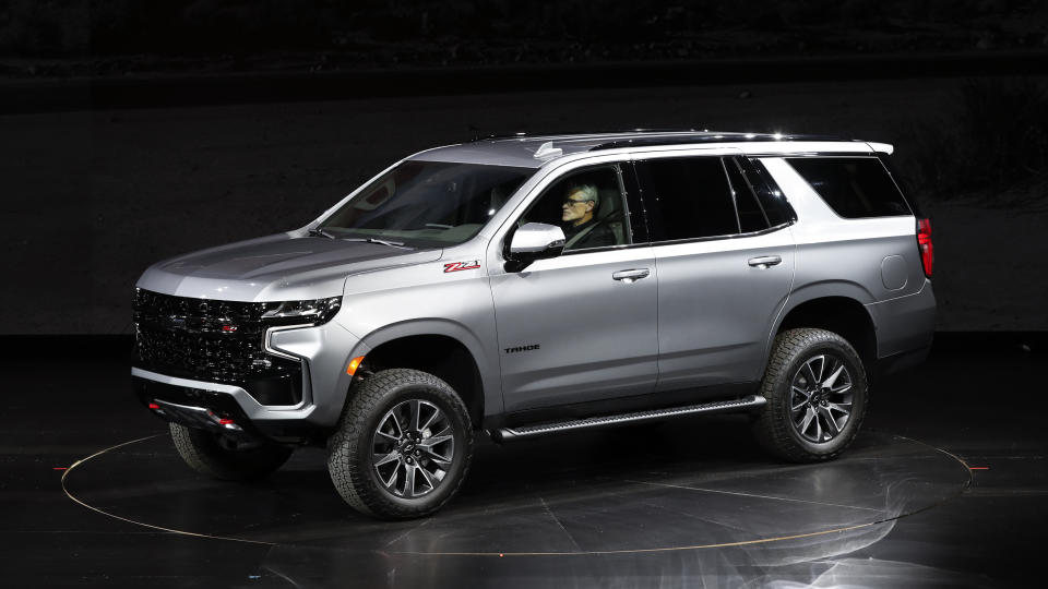 The 2021 Chevrolet Tahoe Z71 is unveiled in Detroit, Tuesday, Dec. 10, 2019. (AP Photo/Paul Sancya)