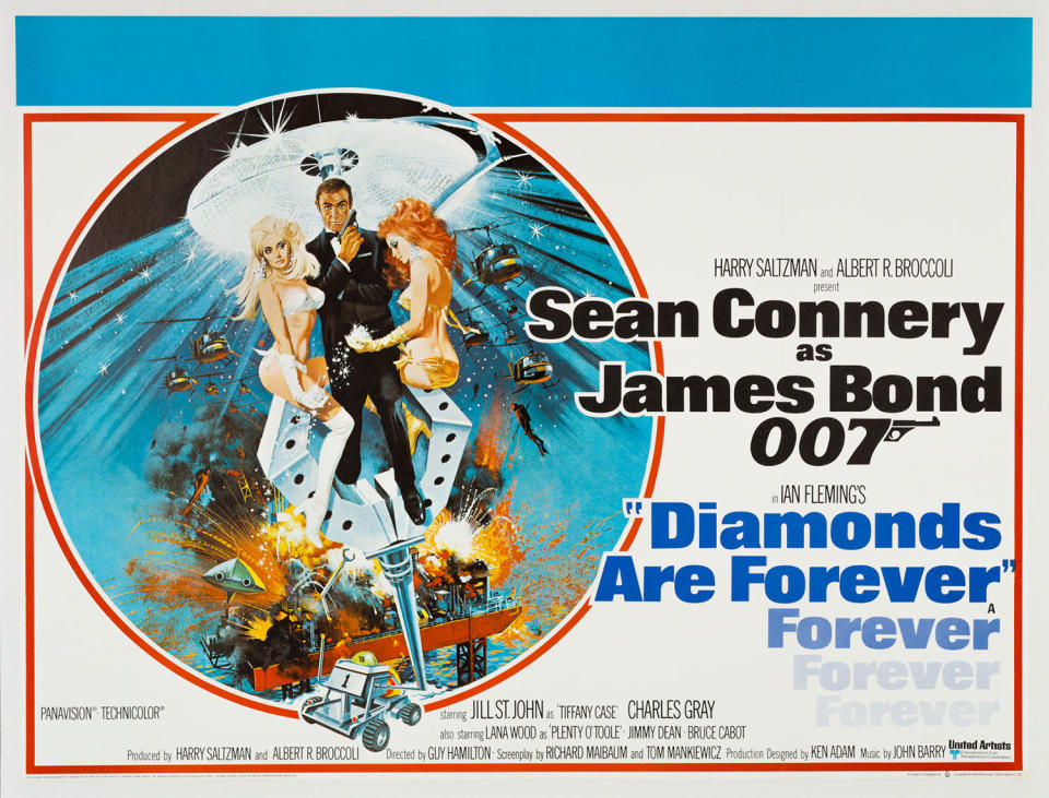 After the George Lazenby blip, producers tempted a bored-looking Connery back for one more payday. (Eon/MGM)