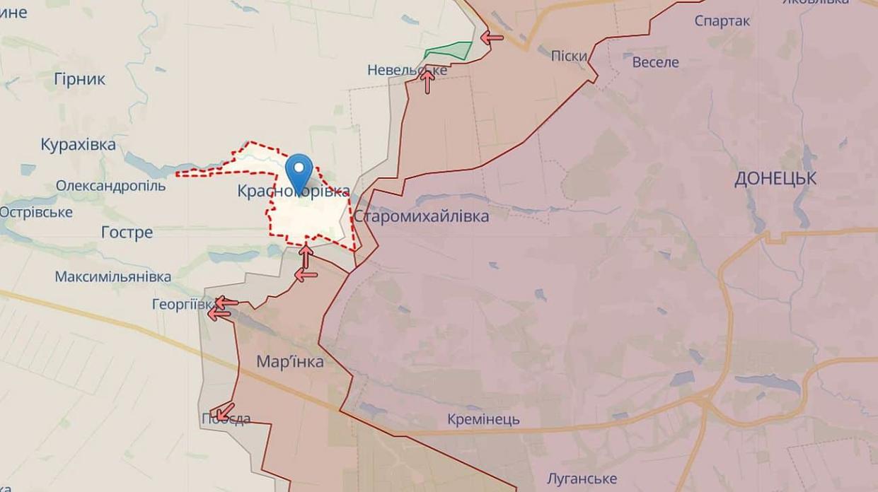 Krasnohorivka. Screenshot: DeepState Map