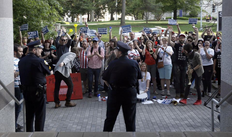 Protesters gather 