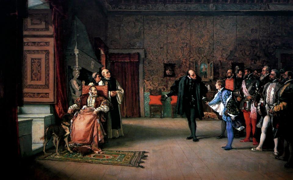 Juan de Austria's presentation to Emperor Carlos V in Yuste by Don Juan of Austria. Circa 1868 or 1869. Oil on canvas. (Photo by: Universal History Archive/Universal Images Group via Getty Images)