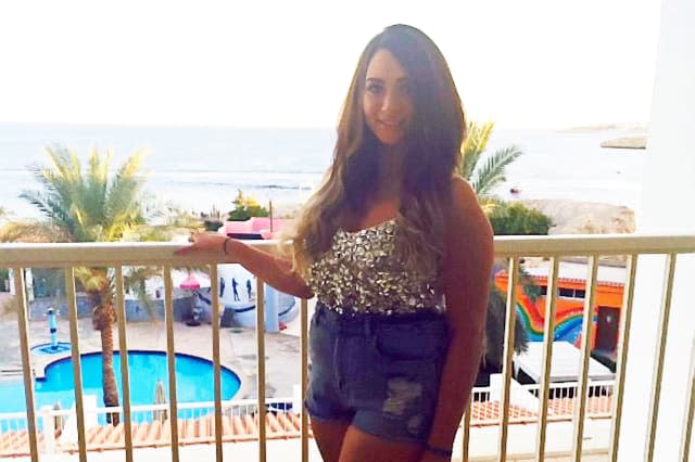 Nicola Collings, 23, on holiday in Egypt.  became ill with gastric symptoms