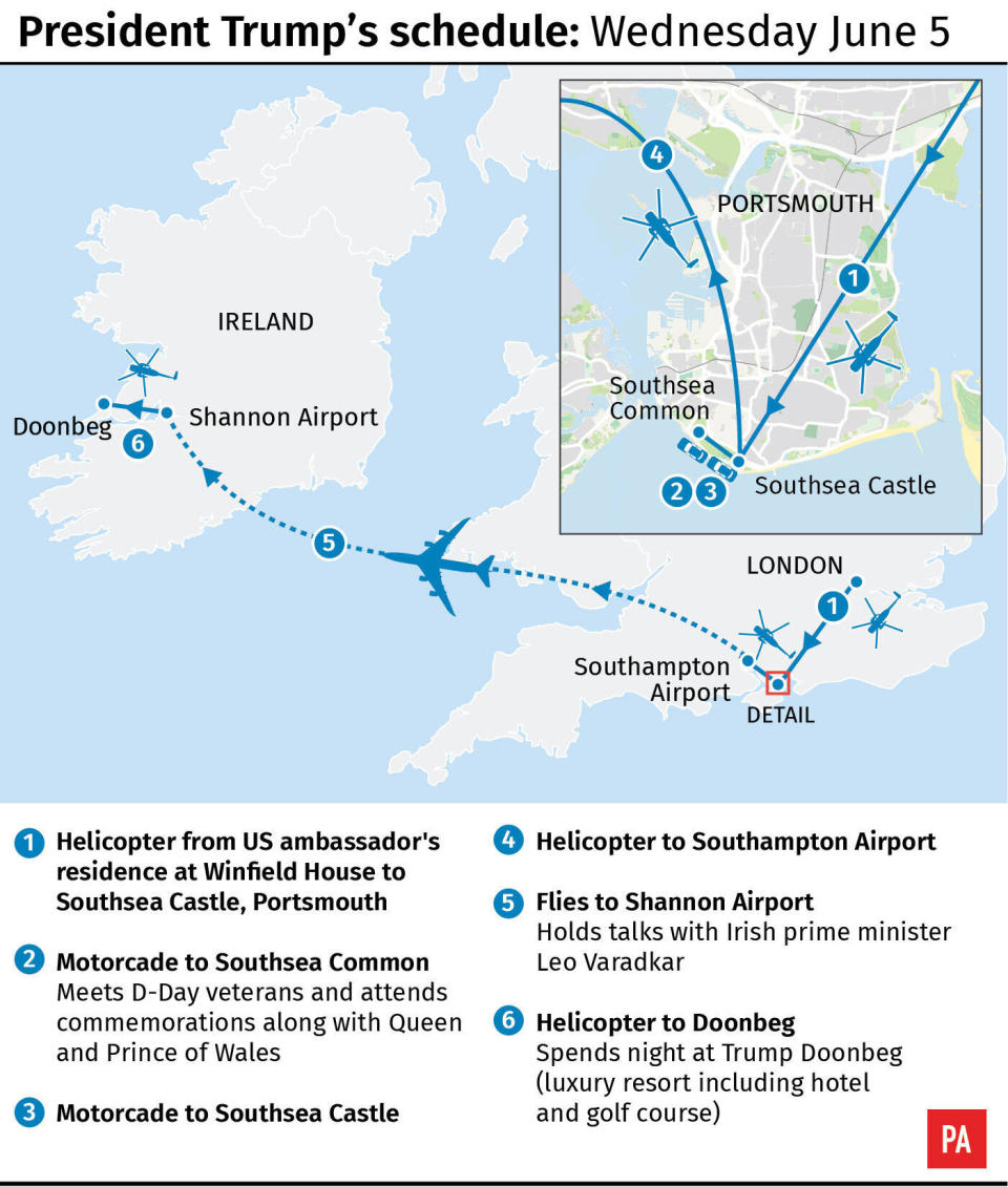 This is Trump's schedule today, Wednesday June 5. (PA)