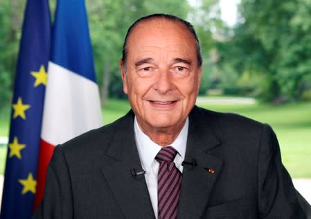 FILE PHOTO: French outgoing President Jacques Chirac addresses the nation at the Elysee palace in Paris