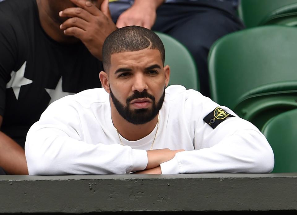 LONDON, ENGLAND - JULY 06:  Drake attends day seven of the Wimbledon Tennis Championships at Wimbledon on July 6, 2015 in London, England.  (Photo by Karwai Tang/WireImage)